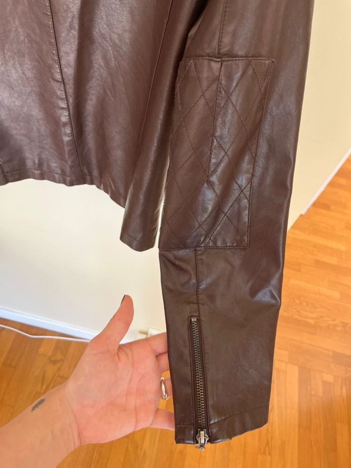 Veste blouson simili cuir style biker/ aviateur - photo numéro 11