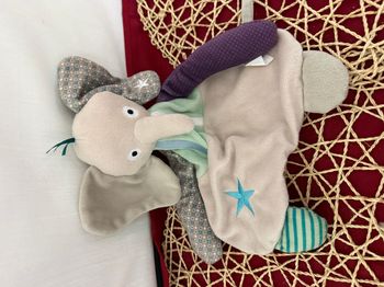 Doudou plat Éléphant P'TIT BISOU Aubert bleu 100% p'tit bisou 29 cm