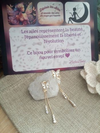 Boucles d'oreilles bohèmes papillons plaquées or