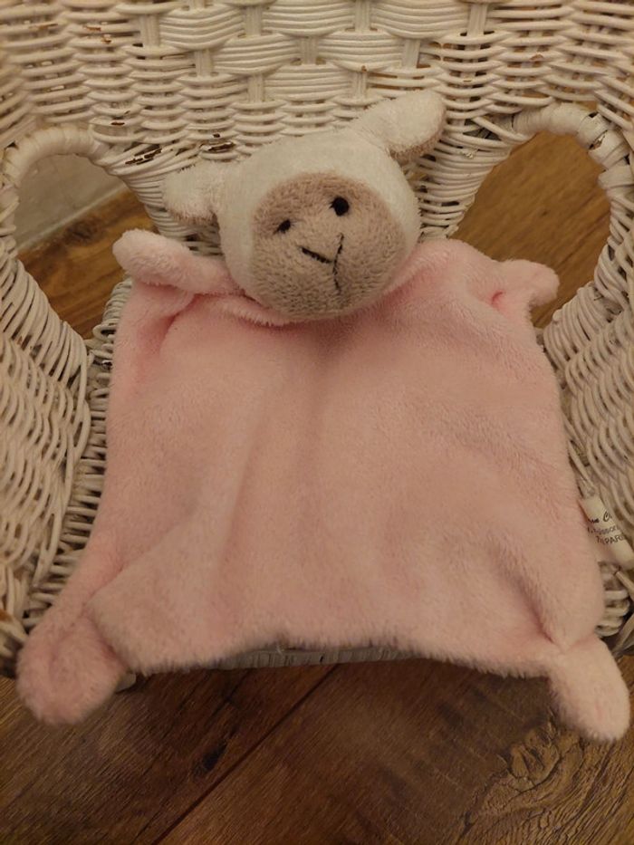 Doudou plat mouton rose Cartoon Club - photo numéro 2