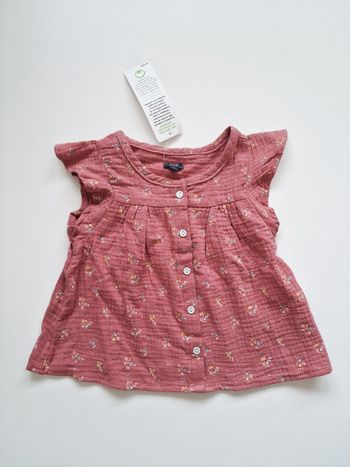 Kiabi - Blouse en maille crêpée, manches courtes - Vieux rose - Neuve avec étiquette ! (3 ans)