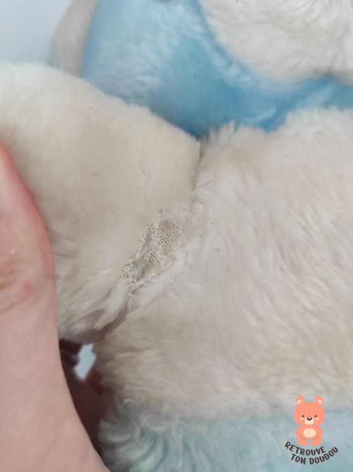 Peluche Ours Bleu et Blanc Vintage - photo numéro 3