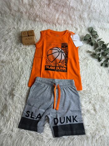 Ensemble short débardeur orange et gris Chicco taille 4 ans