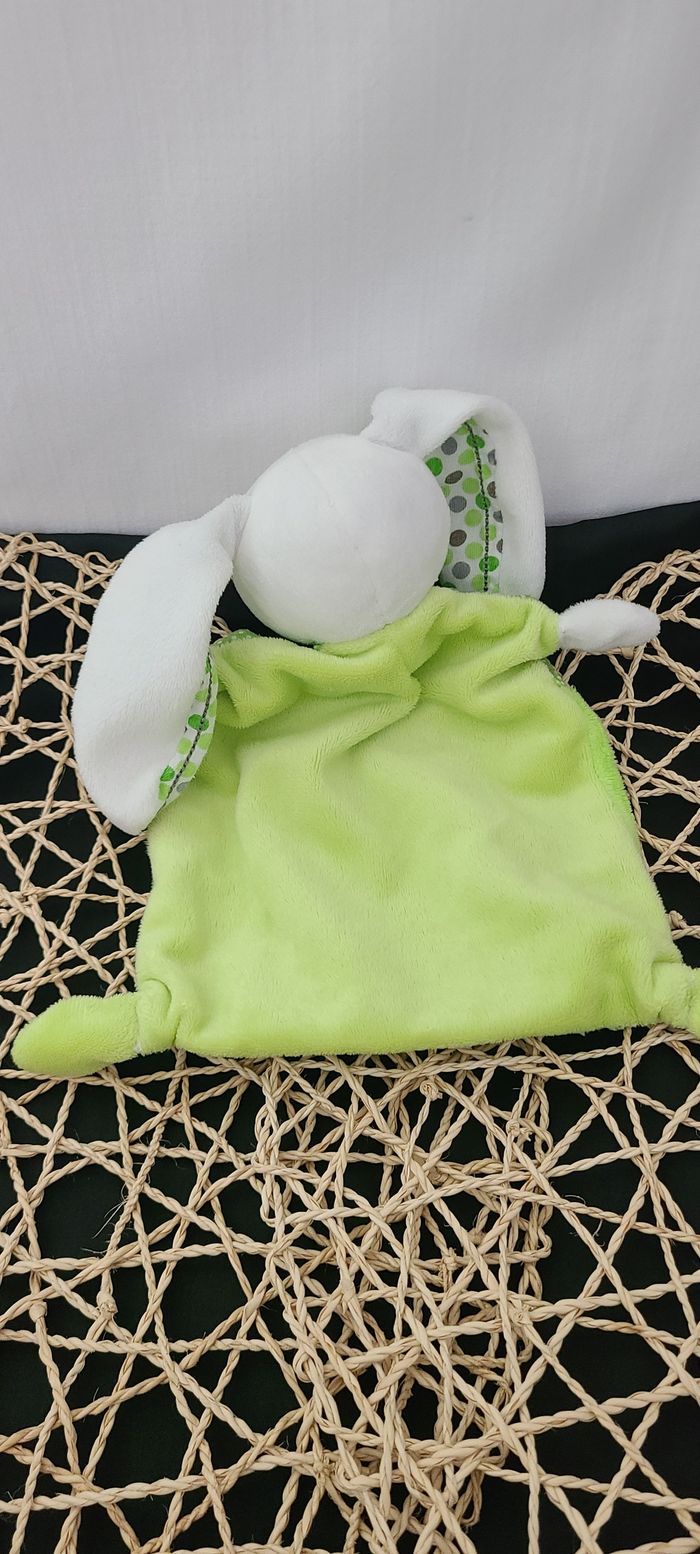 Nicotoy collection Little Hug doudou lapin plat vert oiseau pois - photo numéro 2