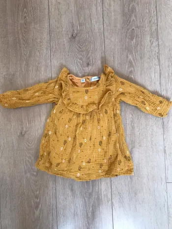 Robe manches longues en gaze de coton Marèse 6 mois
