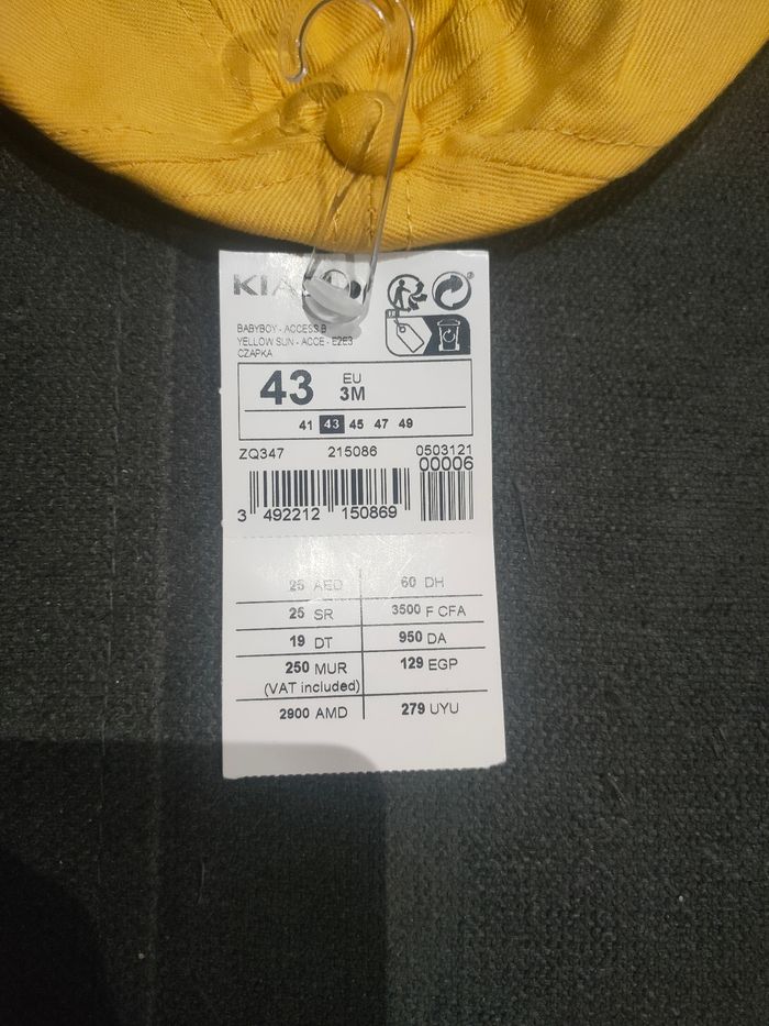 Casquettes jaune pour bébé garçon 3 mois Kiabi - photo numéro 2