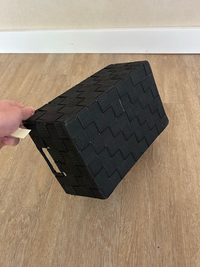 Panier de rangement plastique tressé noir - photo numéro 3