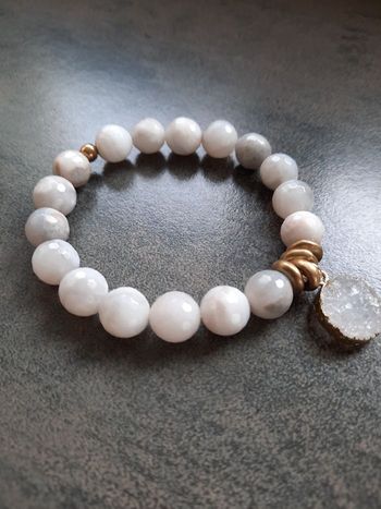 Bracelet Agates grises - pierres naturelles 