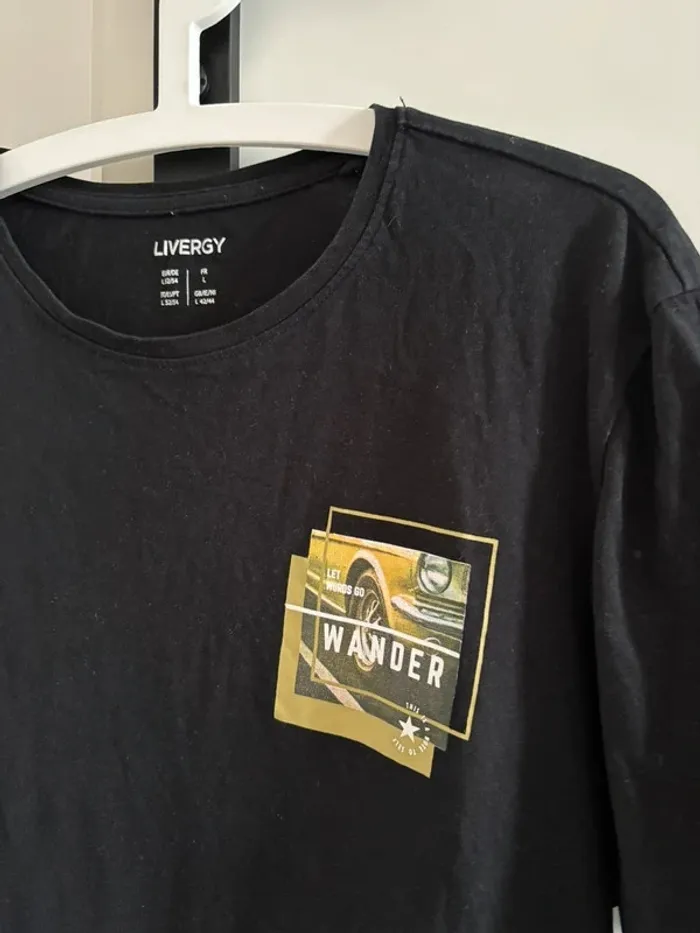 T-shirt noir imprimé Livergy t.L neuf - photo numéro 3