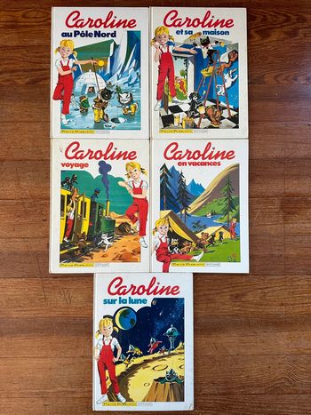 Pierre Probst - TBE rouge - Lot de 5 Grands Albums Hachette Caroline livres anciens blancs bd