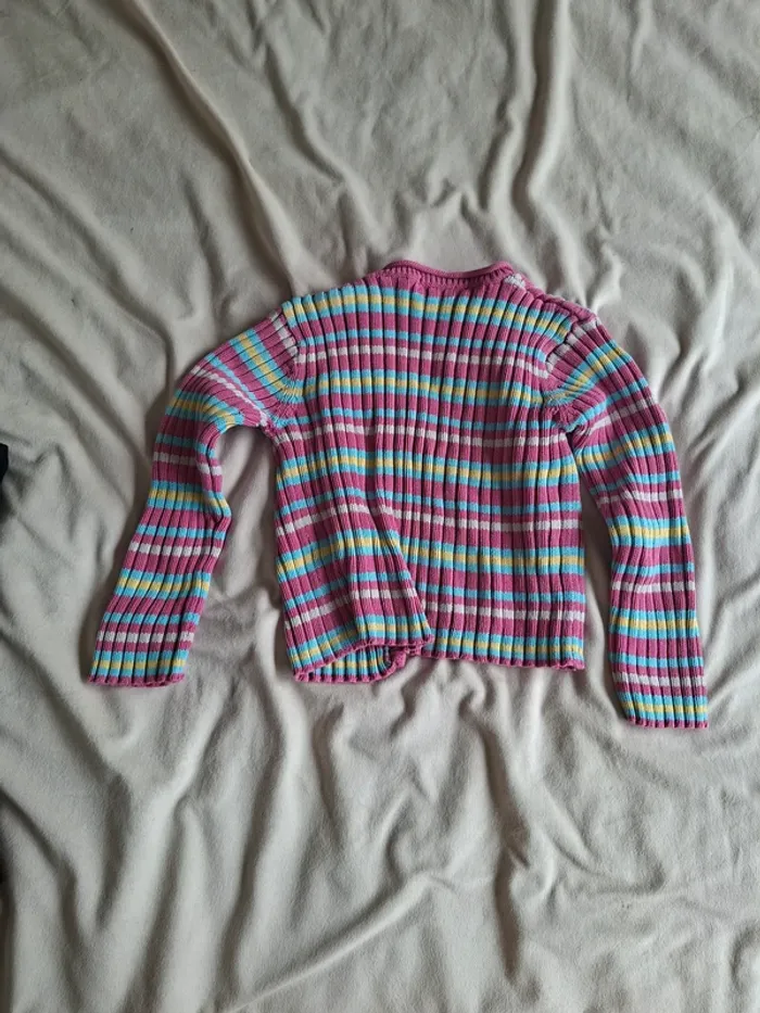 gilet fille rose, bleu, jaune, taille 6 ans, marque Okaidi, en très bon état - photo numéro 3