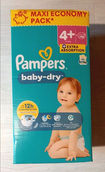 98 couches Pampers Baby dry taille 4+(1 Maxi Pack)