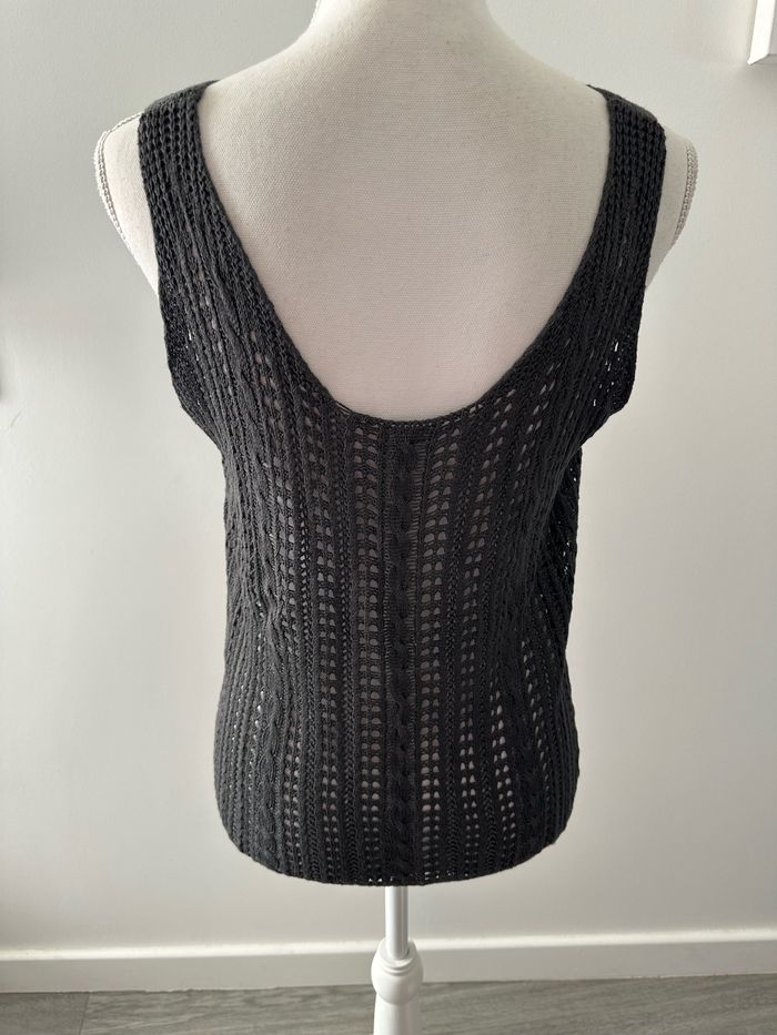 Débardeur en crochet tricot gris foncé Y2K Vintage T38 M - photo numéro 5
