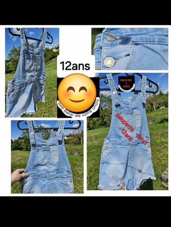 Salopette,en jean short, 12 ans creeks fille
