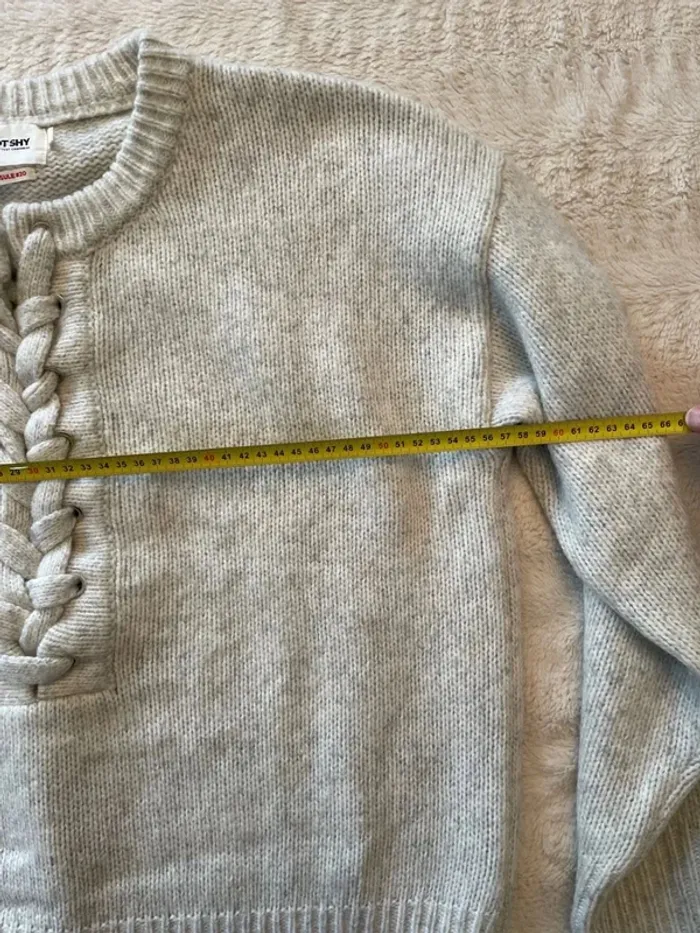 Pull gris clair laine cosy à lacets - photo numéro 11