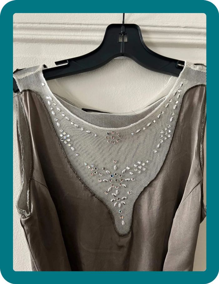 Top vintage soie et tulle coton vintage 36 - Atos Lombardini - photo numéro 2