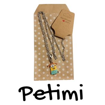 Collier fantaisie Minions avec pochette cadeau