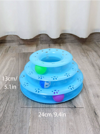 Jouet pour chat tour bleu avec 3 balles Neuf