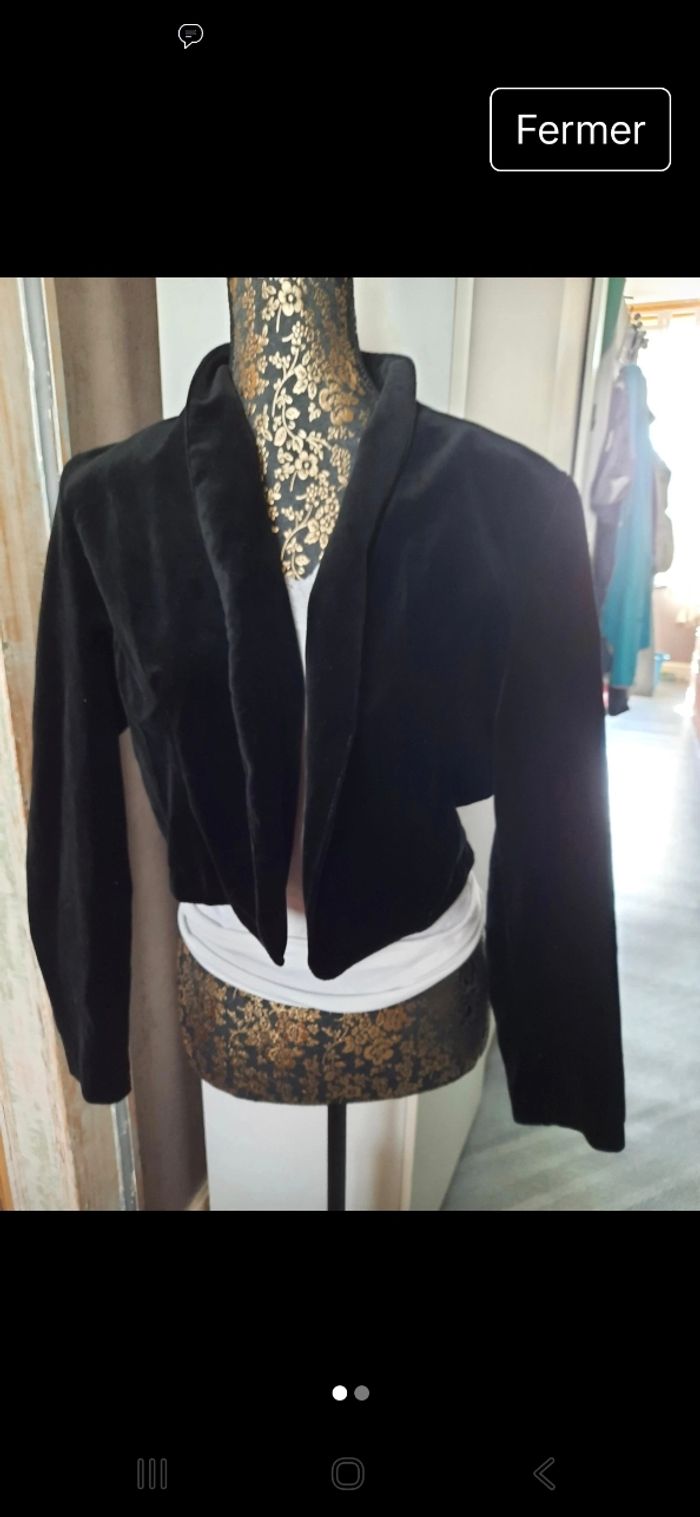 Veste bolero noir velours rasé