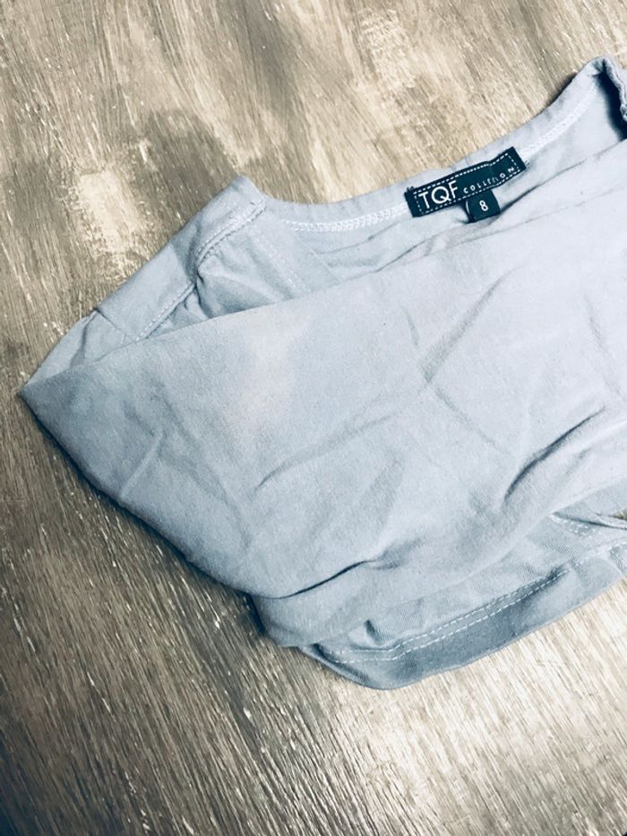 Gilet court bleu ciel gris - photo numéro 3