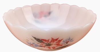 Années 1960 Saladier Arcopal France Décor fleuri et bords festonnés