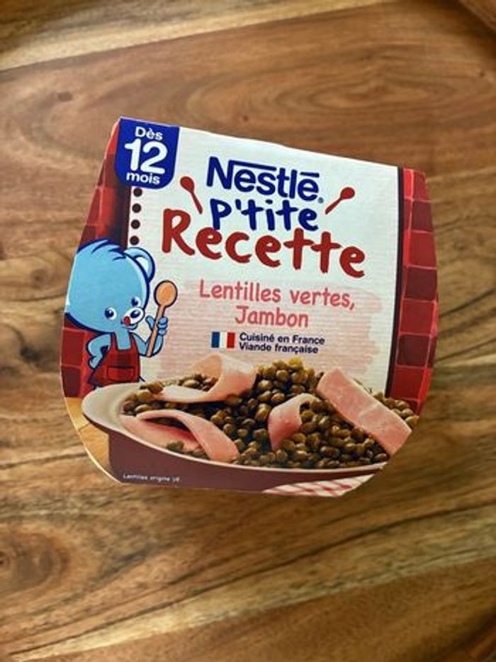 Repas bébé lentilles verte jambon - dès 12 mois - marque nestlé - neuf avec étiquette