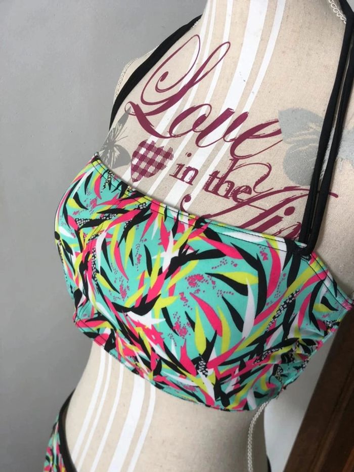 Sublime bikini olaian taille 46 95 D fR motifs feuilles multicolores très bon état - photo numéro 5