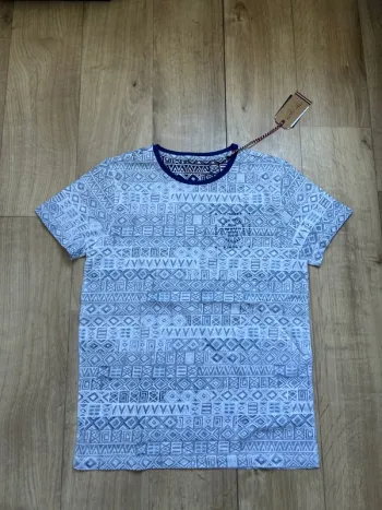T-shirt blanc bleu Teddy Smith motifs tribal 16ans
