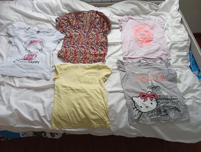 Lot 5 tee shirt manches courtes 8 ans marques diverses