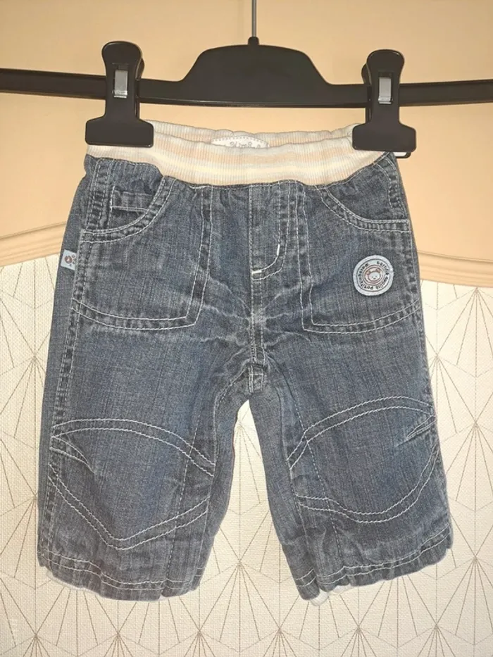 Pantalon jean bébé 1 mois doublé petit kimbaloo comme neuf - photo numéro 2