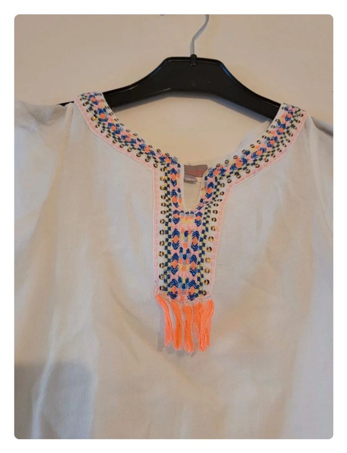 Magnifique petite blouse legere blanche "Lisa rose" taille 8 ans - photo numéro 3