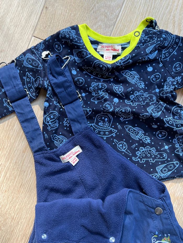 Ensemble tee Shirt et salopette du pareil au même 6 mois neuf sans étiquette - photo numéro 2