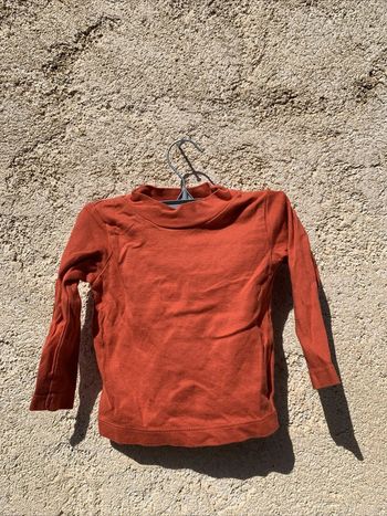 Haut manches longues orange Organic Cotton Domyos T18 Mois - 78/95 cm