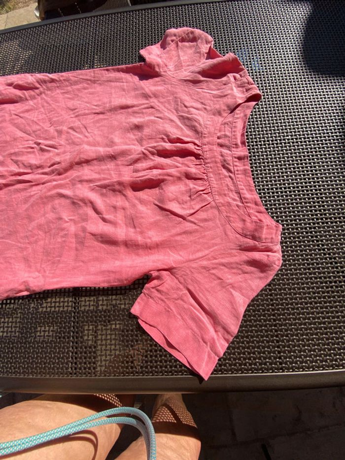 Belle robe en lin, rose avec poche, taille un - photo numéro 8