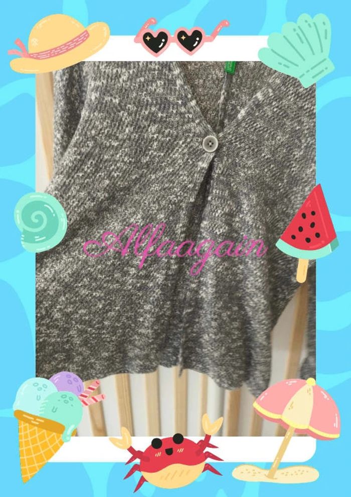 Gilet gris Benetton 6/7ans - photo numéro 2