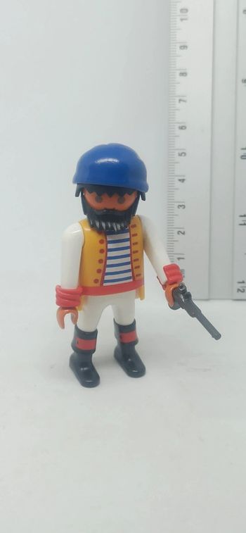 Homme pirate espagnol avec bandana bleu et barbe noire playmobil