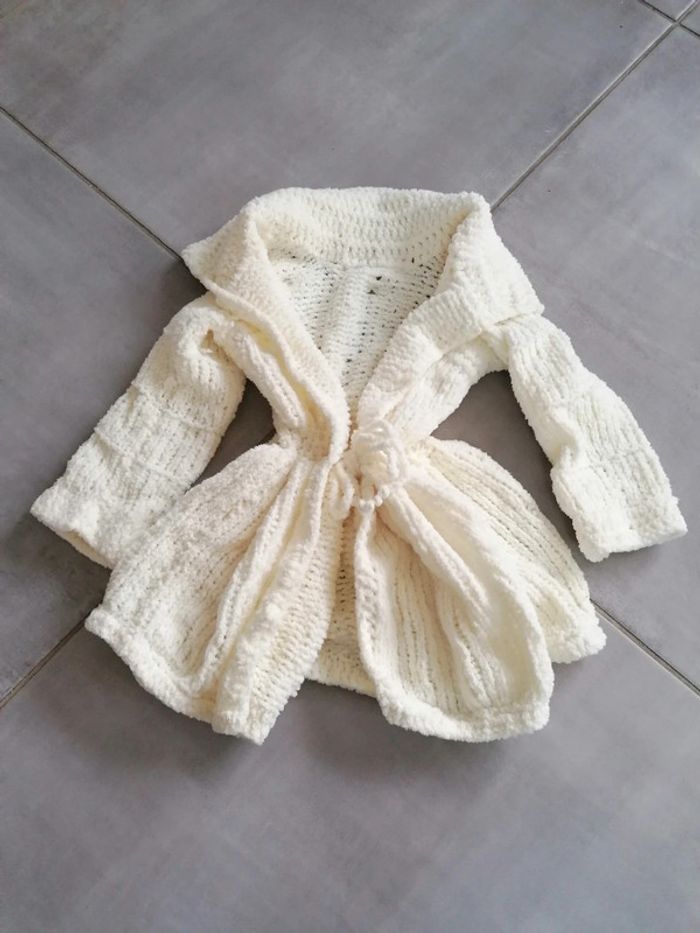 Veste écru tricoté main taille #24mois_2ans_krocaro