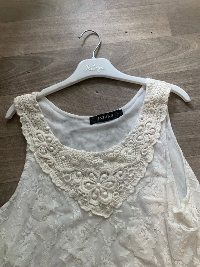 Haut dentelle crochet blanc neuf - photo numéro 3