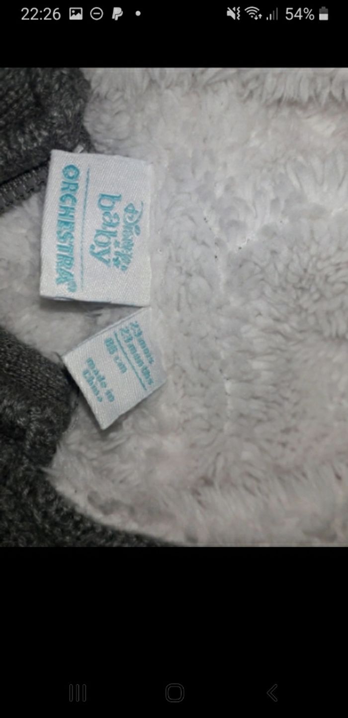 Gilet fillette gris avec cœur blanc Disney Baby Orchestra taille 23 mois - photo numéro 5