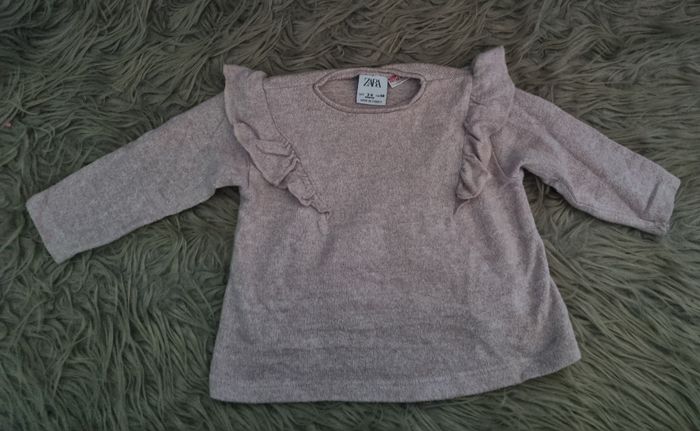 Pull lila doux avec volants 3-6mois