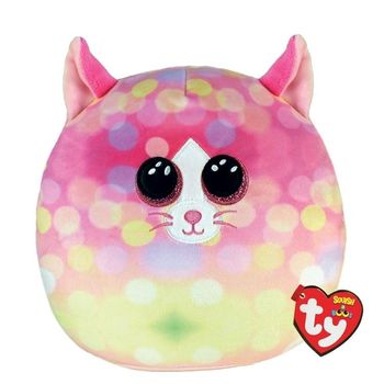 Peluche TY Squishy Beanie Chat Rond Multicolore Scintillant - Comme Neuve !