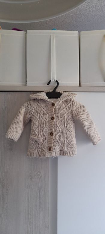Veste en maille à capuche Zara intérieur polaire 12 / 18 mois
