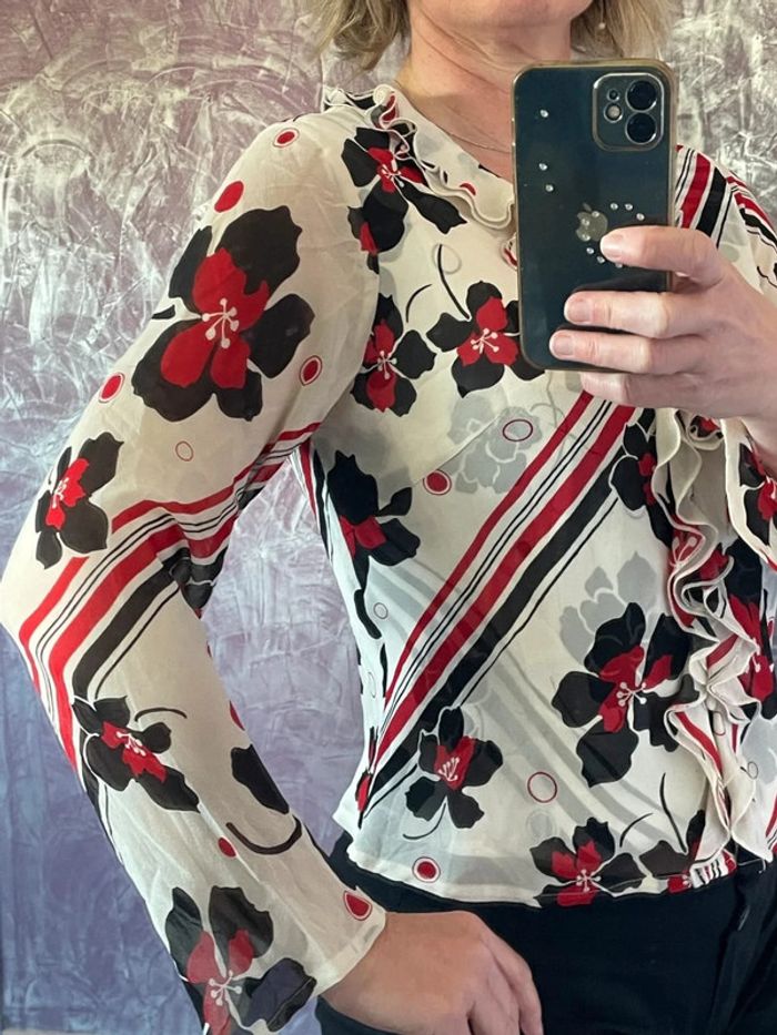 Superbe blouse à volants en soie - photo numéro 4