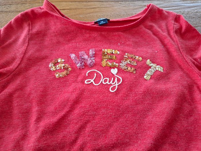 ❤️✨ Haut fille rouge “Sweet Day” à sequins – manches longues - photo numéro 2