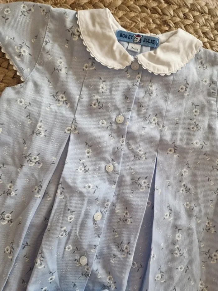 Ensemble col claudine vintage fleurie à dentelle Bob et julie 3 mois bébé fille - photo numéro 2