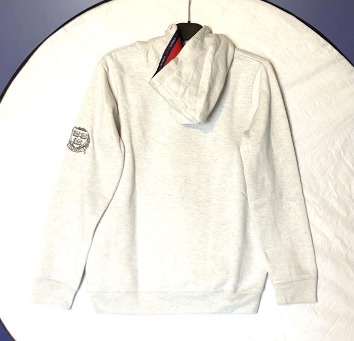 Sweat Harvard Beige Capuche Morceaux Lacets Noirs Décoration Cou Vêtement Tendance Mode Adolescents - photo numéro 5