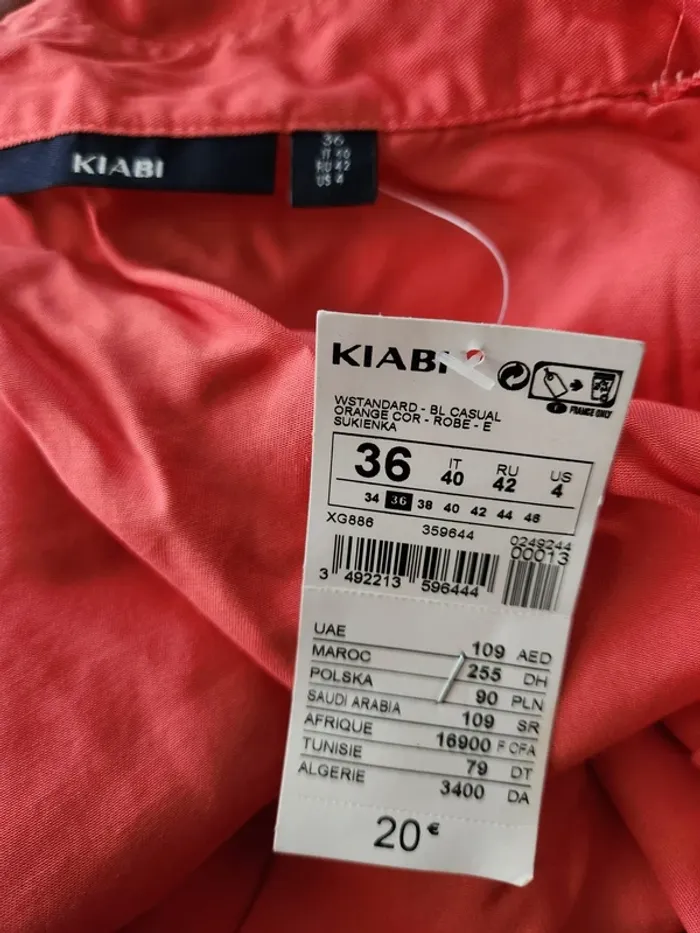 Robe chemise corail légère  Kiabi 36 Neuve avec étiquette - photo numéro 3