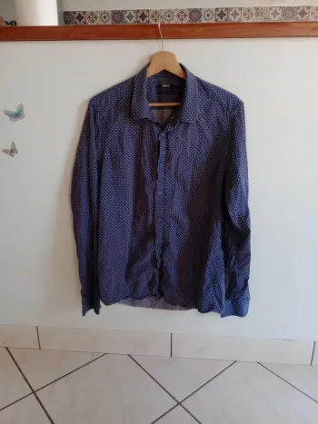 Chemise manches longues homme L bleu marine avec motif c 87