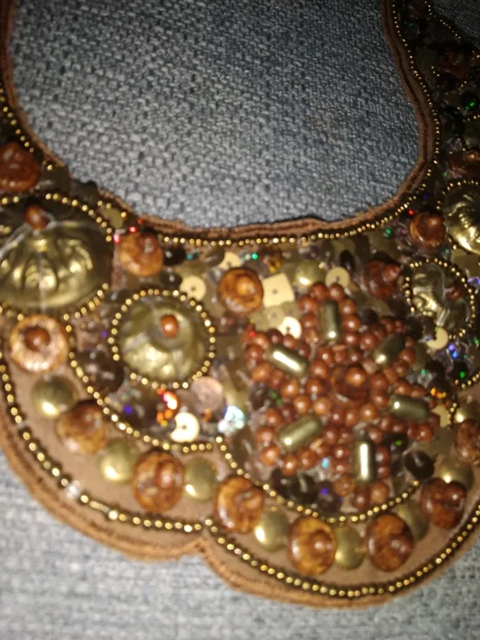 Collier tissus et perles - photo numéro 2