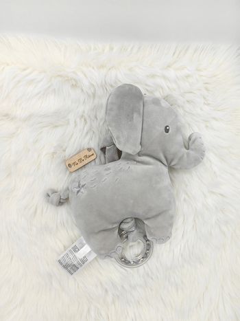 Doudou Peluche Éléphant musical Gris Argenté Mots D'enfants